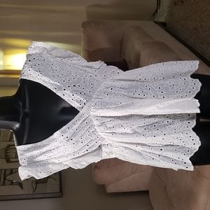 Shein white peplum eyelet lace top